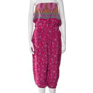 TIBI Paisley Pink Silk Strapless Pocket Jumpsuit Romper Shopbop 2 XS $495